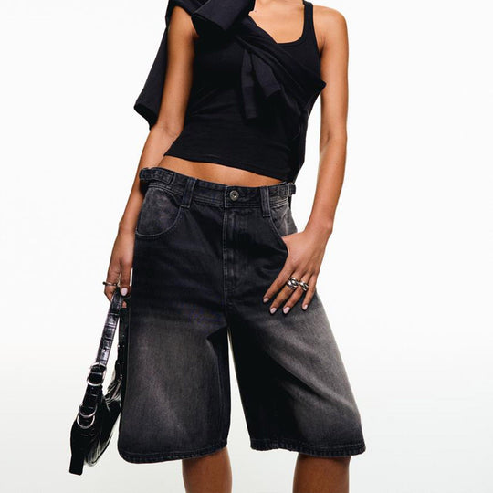 Damen Denim-Shorts mit lässigem Schnitt und mittlerer Leibhöhe