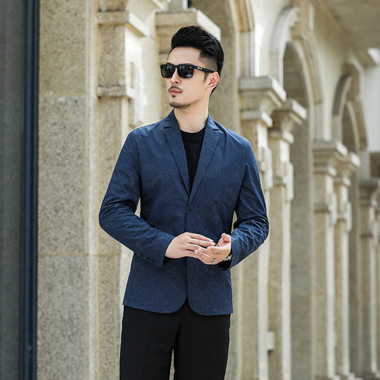 Herren Slim-Fit Sakko mit dezentem Allover‑Punktmuster Nord Taschen