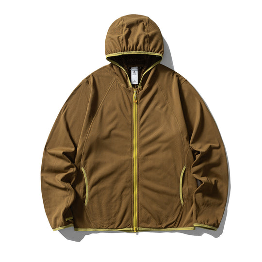 Unisex Leichte Kapuzen‑Fleecejacke mit Raglanärmeln und kontrastierter Kantenverarbeitung Nord Taschen