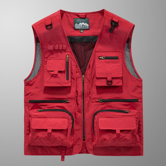 Herren Multifunktionale Angler- und Utility‑Weste mit Mesh‑Einsätzen und Mehrfach‑Taschen Nord Taschen
