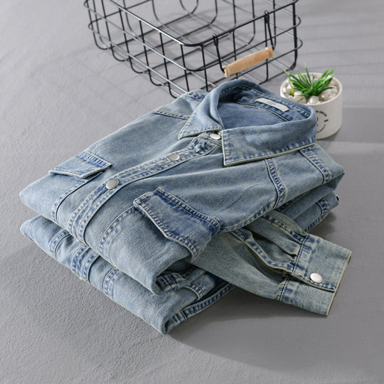 Herren lässiges Oversize Jeanshemd Nord Taschen