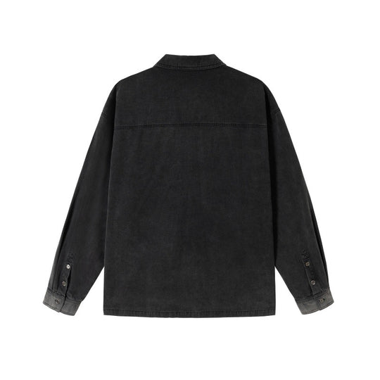Herren Overshirt aus Denim mit aufgesetzten Pin-Patches und Used-Details Nord Taschen