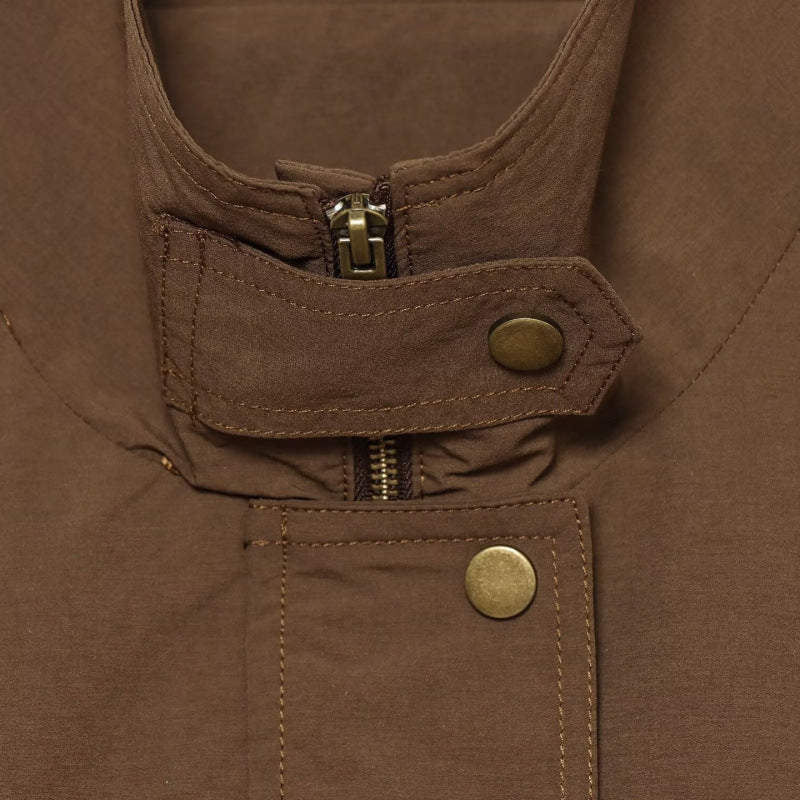 Damen Leichte Fieldjacke mit Stehkragen, Tunnelzugtaillierung und verdeckter Druckknopfleiste Nord Taschen