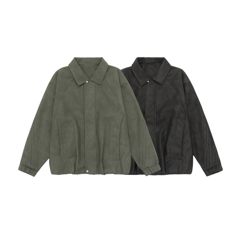 Unisex Boxy-Overhemdjacke mit verdeckter Druckknopfleiste, Raglannähten und elastischem Saum Nord Taschen
