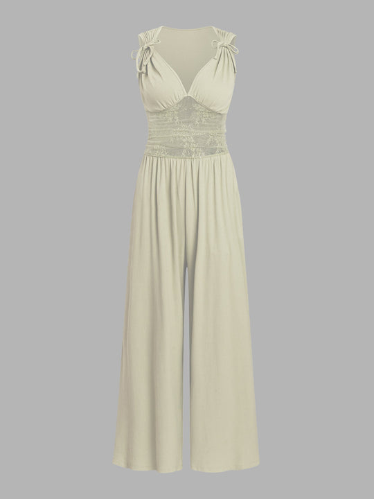 Damen eleganter Jumpsuit mit verstellbaren Trägern und weiten Beinen Nord Taschen