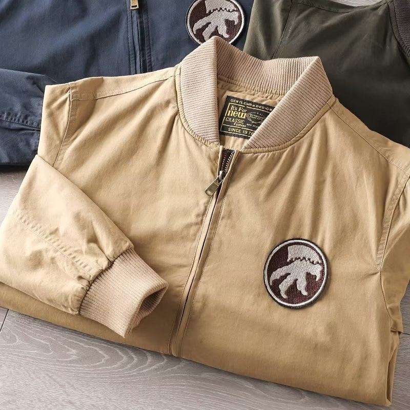 Herren Casual Bomberjacke mit Reißverschluss, Brustpatch und Ärmel-Taschendetail Nord Taschen