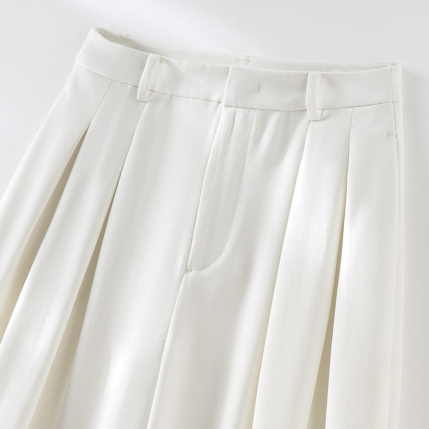 Damen Hochtaillierte Palazzohose mit Kellerfalten und fließender Crêpe-Qualität Nord Taschen