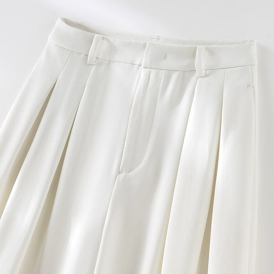 Damen Hochtaillierte Palazzohose mit Kellerfalten und fließender Crêpe-Qualität Nord Taschen