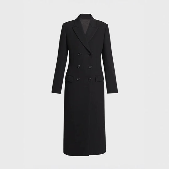 Damen Midilanger Doppelreihiger Blazer‑Mantel mit strukturierter Schulter und schlanker Passform Nord Taschen