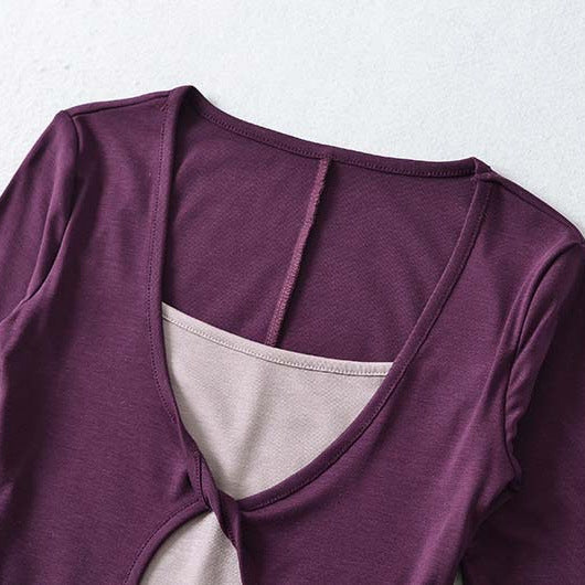 Damen Lagen‑Look Shirt mit Knotenfront, Dreiviertelärmel und integriertem Untertop Nord Taschen