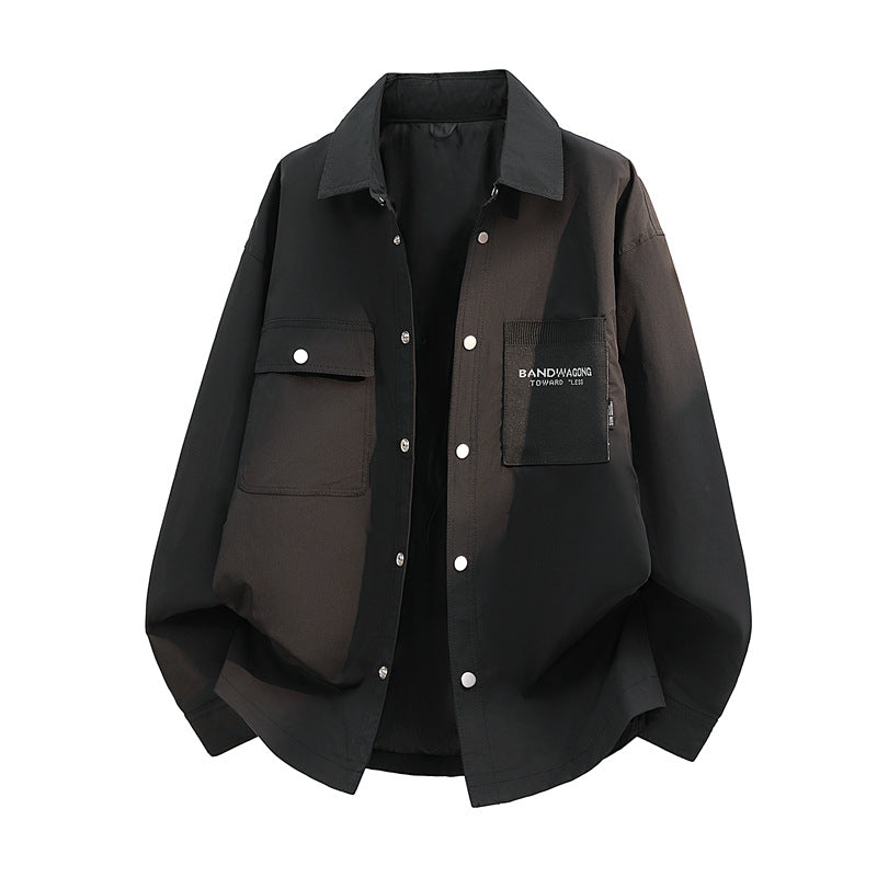Herren Oversize-Utility-Hemdjacke mit Druckknopfleiste und großen aufgesetzten Taschen Nord Taschen