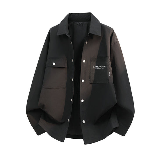Herren Oversize-Utility-Hemdjacke mit Druckknopfleiste und großen aufgesetzten Taschen Nord Taschen