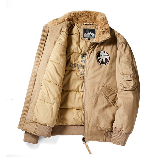 Herren Piloten-Bomberjacke mit Teddykragen, gesteppter Thermofütterung und Utility-Taschen Nord Taschen