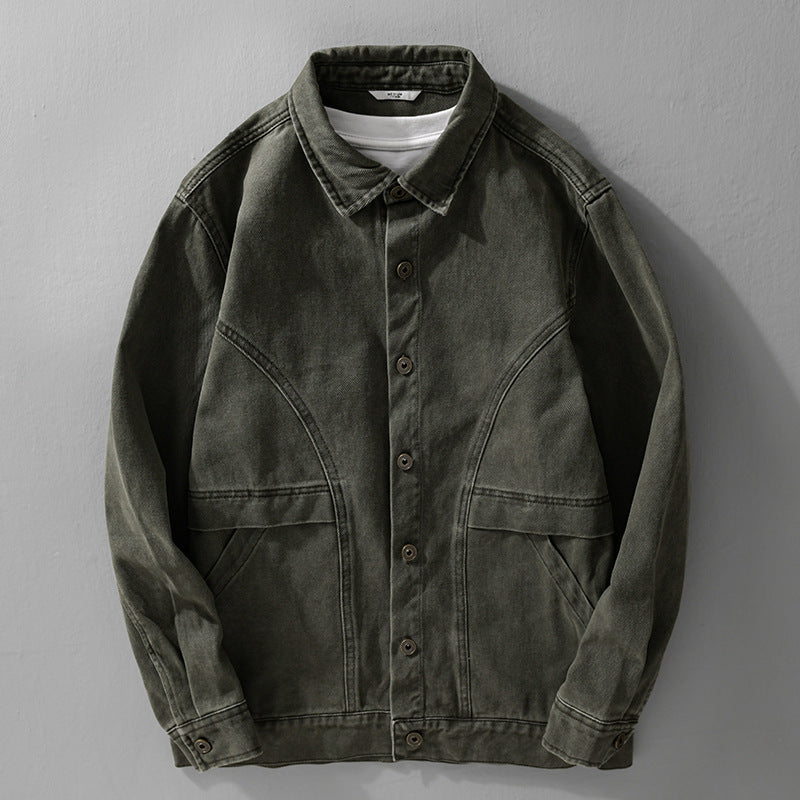 Herren robuste Canvas-Workerjacke mit Fronttaschen und markanten Ziernähten Nord Taschen