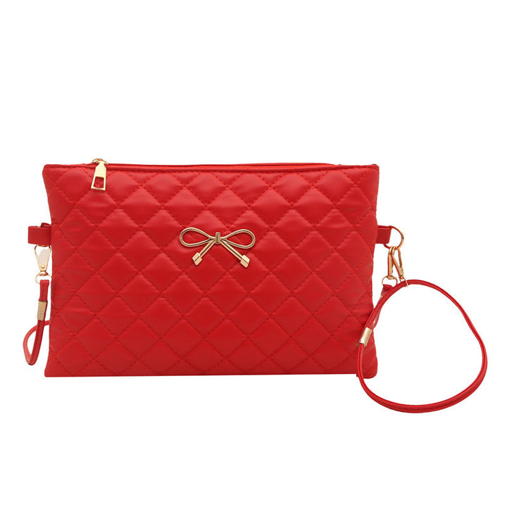 Damen elegante Clutch mit elegantem Steppmuster und zierlichem Schleifenakzent Nord Taschen