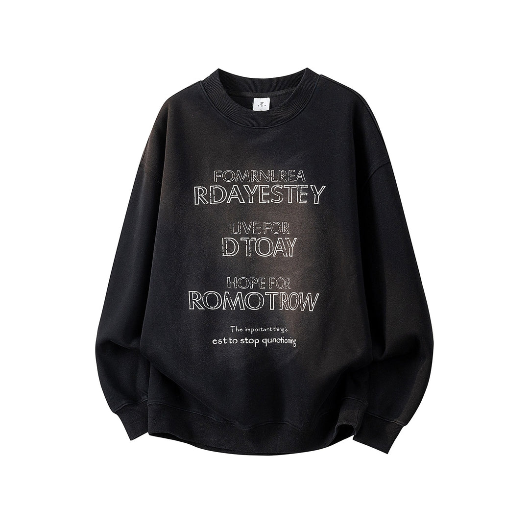 Damen Oversize-Sweatshirt mit gesticktem Schriftzug, abgerundetem Saum & überschnittener Schulter Nord Taschen