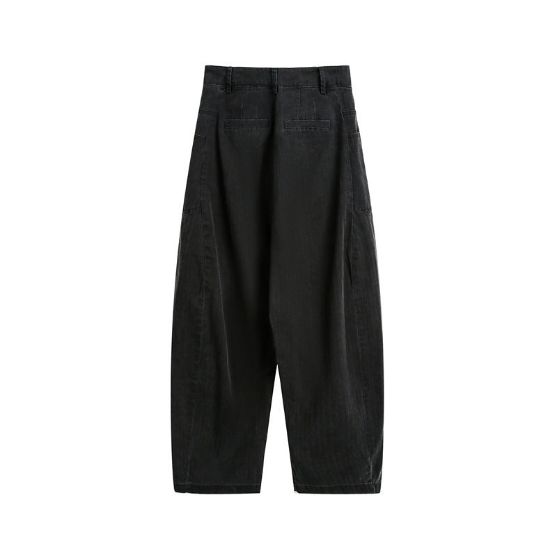 Damen Weite High‑Waist Cargo-Hose mit tiefem Schritt und aufgesetzten Seitentaschen Nord Taschen