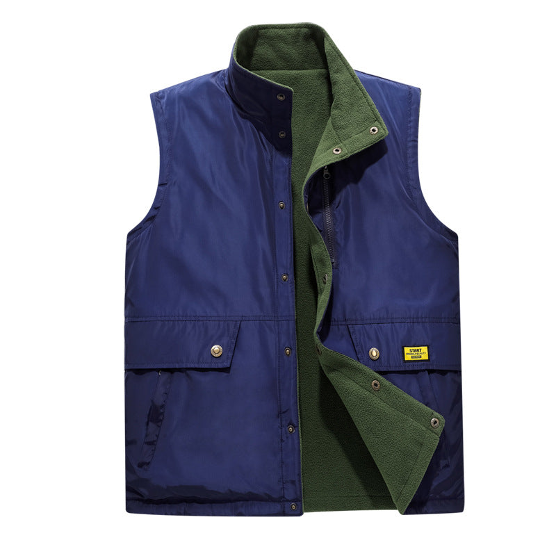 Herren Gefütterte Utility-Weste mit Fleece-Innenlage, Druckknopf‑ und Reißverschluss Nord Taschen