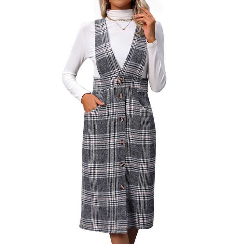 Damen Elegantes Karo Wickelkleid Nord Taschen