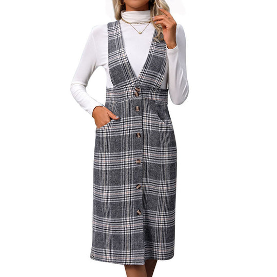 Damen Elegantes Karo Wickelkleid Nord Taschen