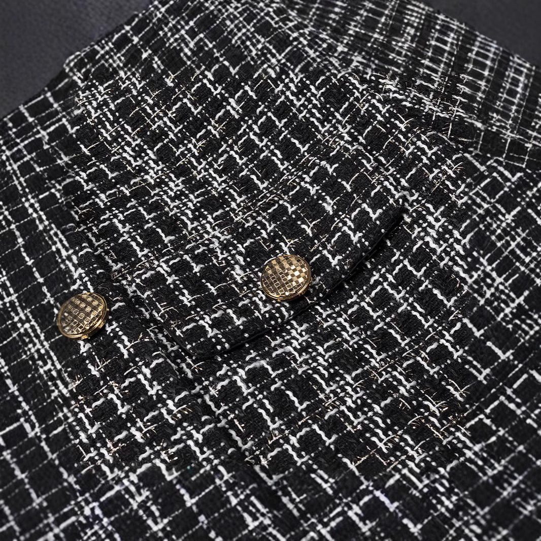 Damen Bouclé-Tweed-Jacke mit Zierknöpfen und kastiger Cropped-Silhouette Nord Taschen