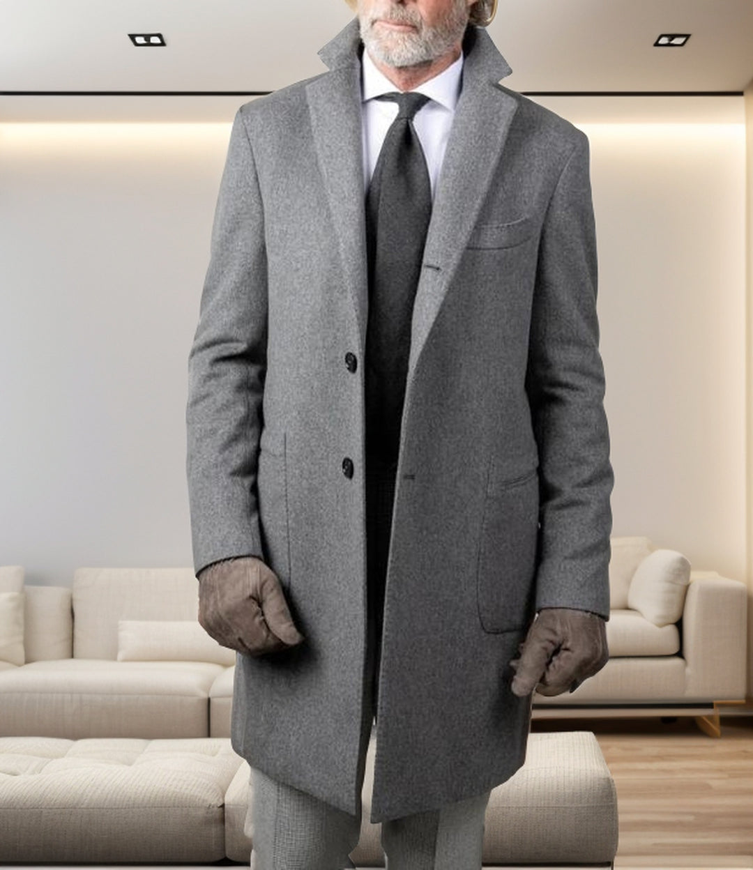 Herren Langer Unstrukturierter Leinen-Blazer mit Ein-Knopf-Verschluss und aufgesetzten Taschen Nord Taschen