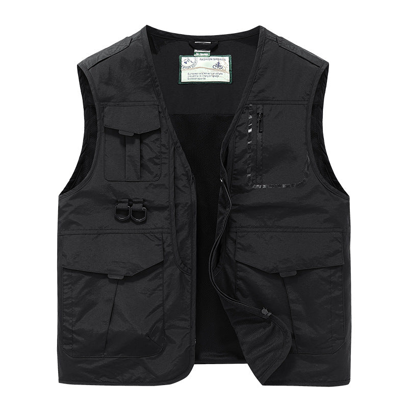 Herren Multifunktionale Outdoor-Utility-Weste mit Multitaschen, Mesh‑Futter und D‑Ringen Nord Taschen