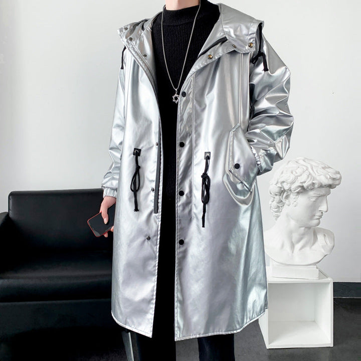 Herren reflektierende Regenjacke mit verstellbarem Kapuzenbereich und praktischen Taschen
