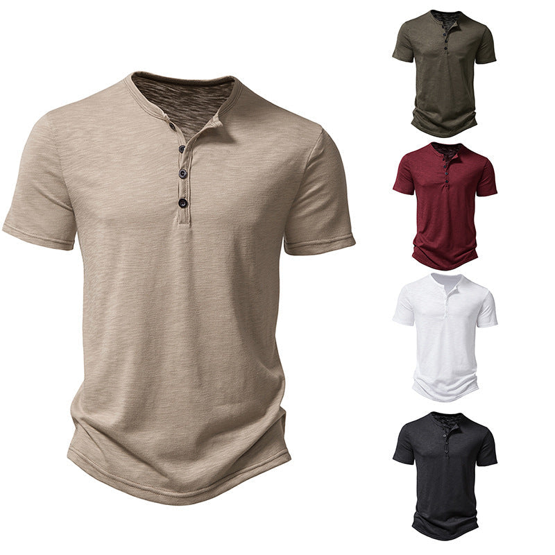 Herren Kurzarm-Henley-Shirt mit klassischem Knopfdesign