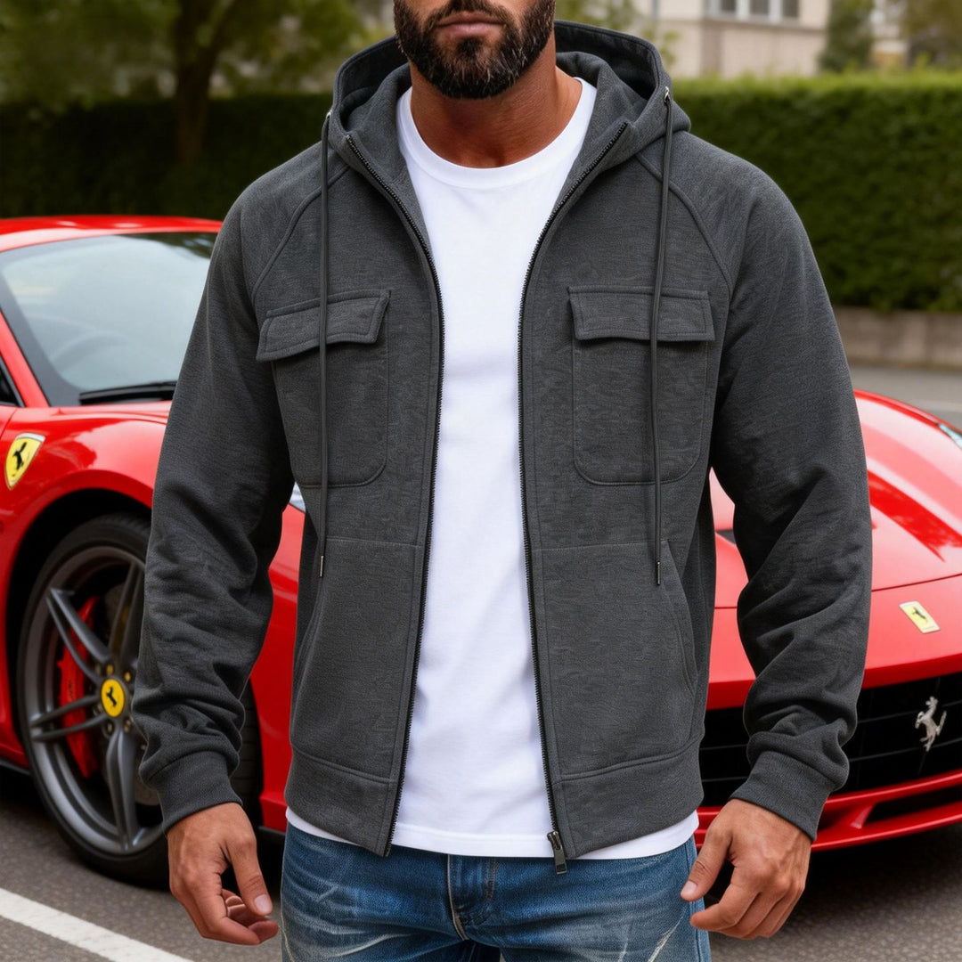 Herren Kapuzenjacke mit durchgehendem Reißverschluss, Brustklappen und moderner Slim‑Fit-Silhouette Nord Taschen