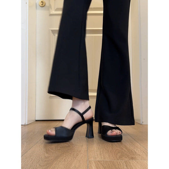 Damen elegante Plateau-Pumps mit modischem Blockabsatz