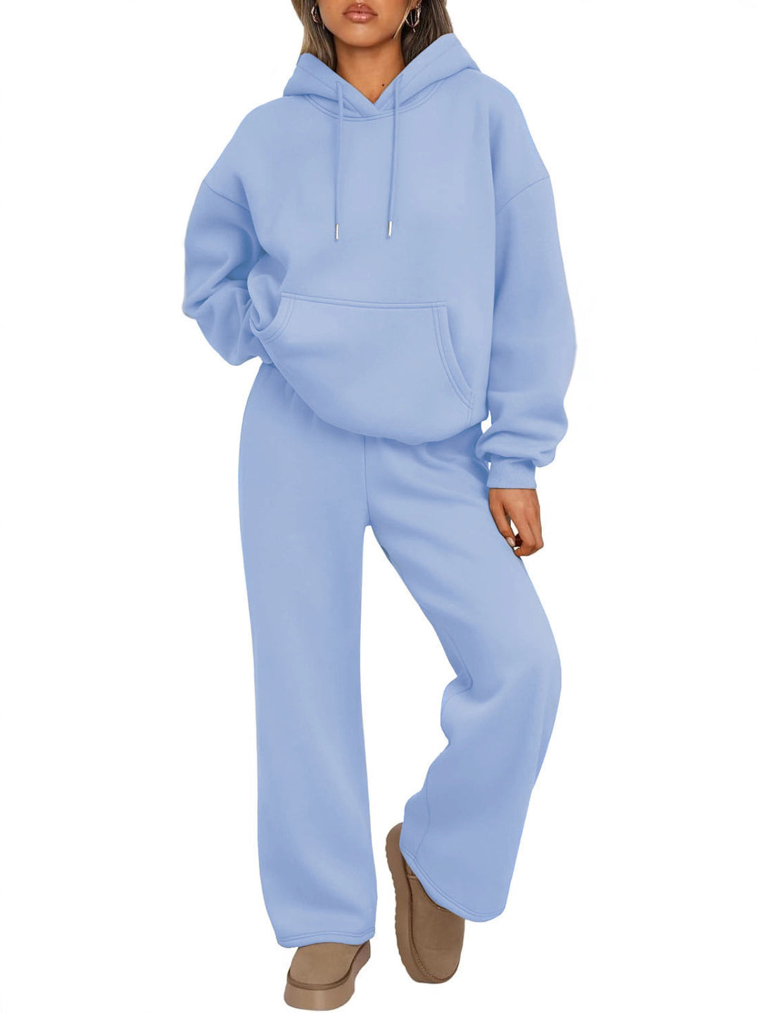 Unisex nan minimalistischer Kapuzenpullover aus French-Terry mit flachem Kordelzug und verstärkter Nackenpasse Nord Taschen