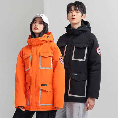 Damen Parka-Jacke mit Kapuze, wattiert, reflektierenden Einsätzen und großen Cargo-Taschen Nord Taschen