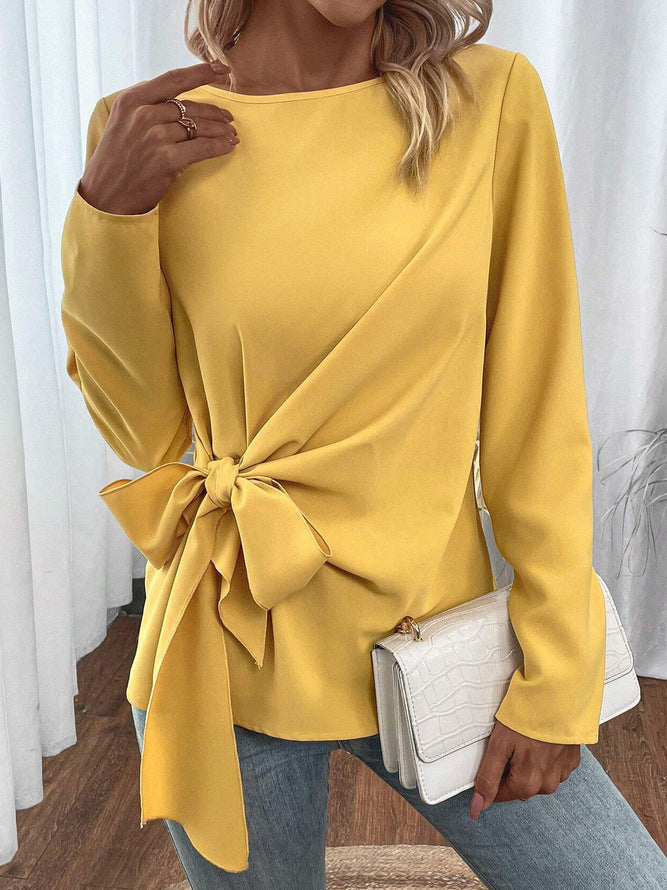 Damen Elegantes Blusenshirt mit seitlichem Knoten