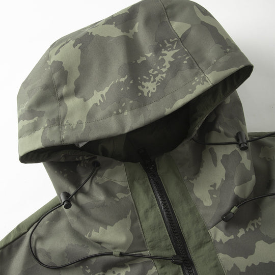 Herren Camouflage-Anorak mit Kapuze, halbem Reißverschluss und wasserabweisender Beschichtung Nord Taschen