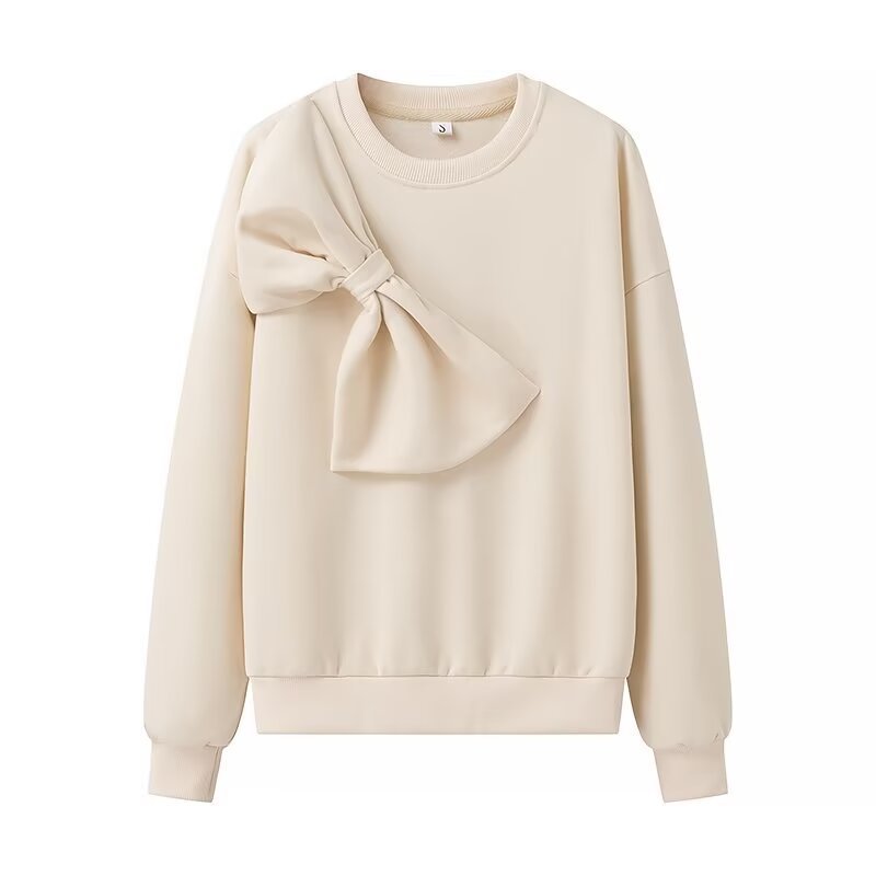 Damen Oversize-Sweatshirt mit dekorativer Schleifenapplikation Nord Taschen