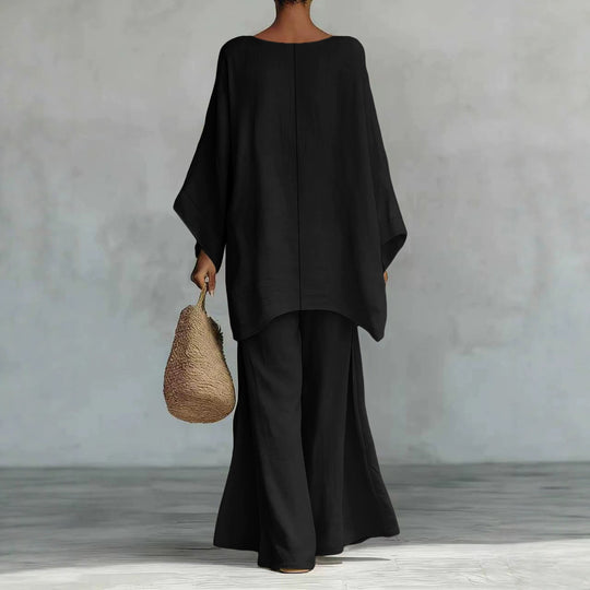 Damen Lässiges Oversize-Kaftanoberteil mit weiten Palazzohosen Nord Taschen