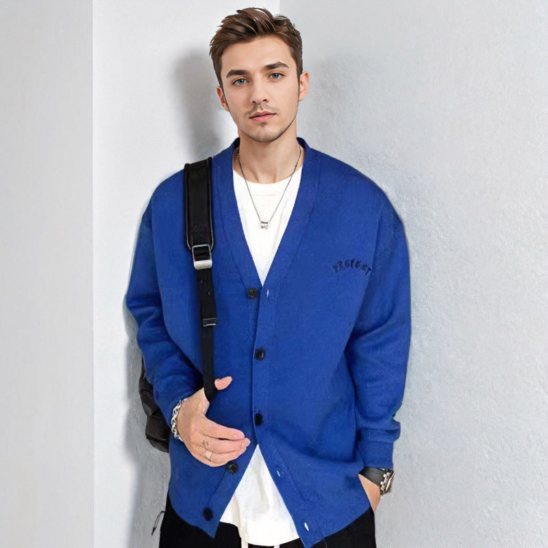 Herren Oversized Grafik‑Intarsienpullover mit tiefem Rückmotiv und Rundhalsausschnitt Nord Taschen