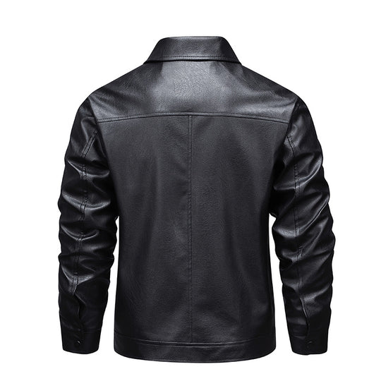 Herren Slim-Fit Kunstleder-Blouson im Vintage-Flight-Style mit Hemdkragen und Reißverschluss Nord Taschen