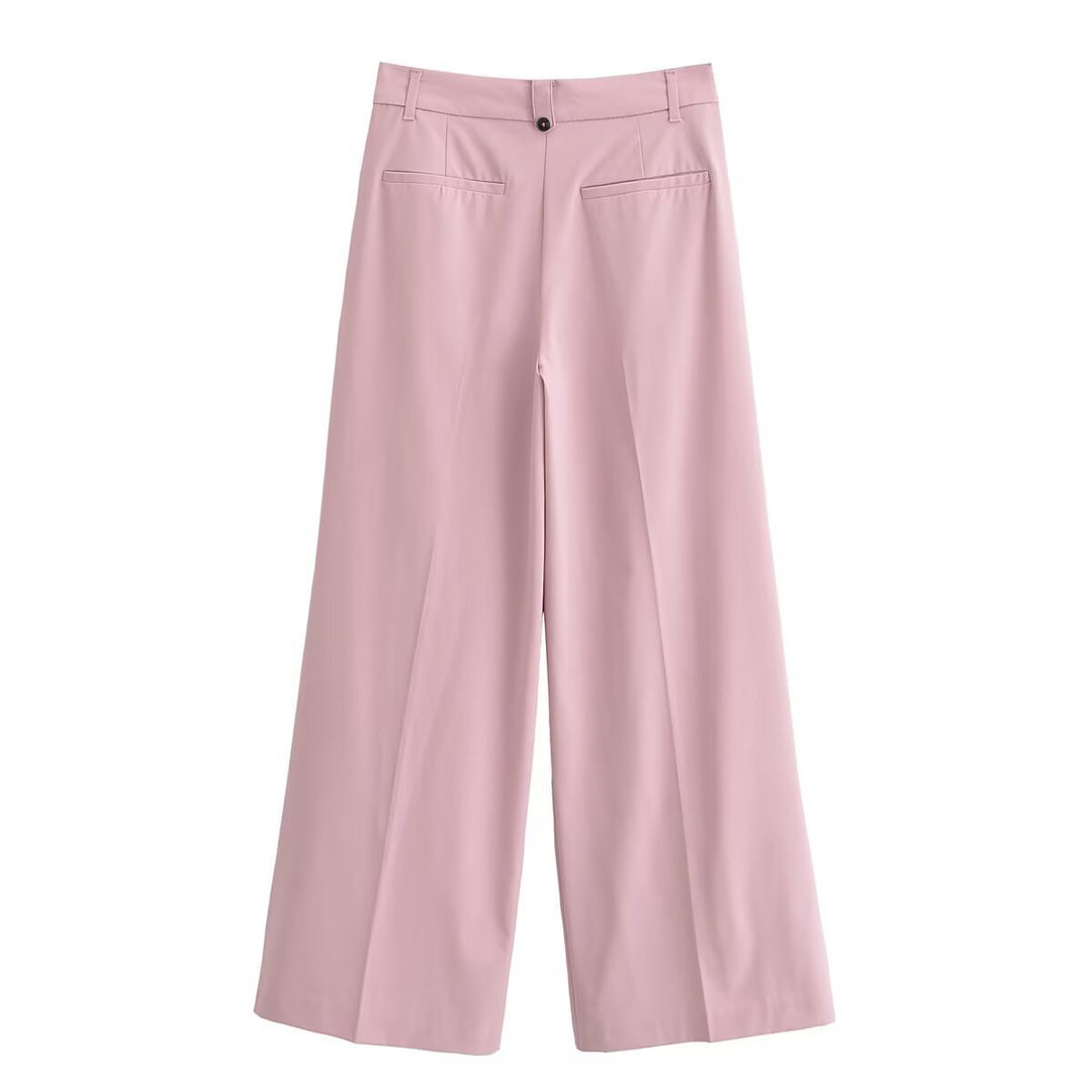 Damen Weite Bundfaltenhose im Palazzo‑Stil mit hoher Taille Nord Taschen