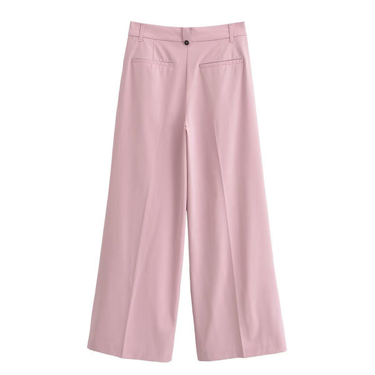 Damen Weite Bundfaltenhose im Palazzo‑Stil mit hoher Taille Nord Taschen