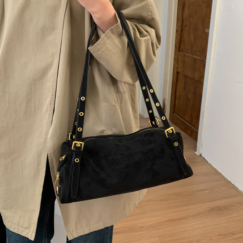 Damen Schultertasche aus hochwertigem Wildleder mit abnehmbaren Riemen Nord Taschen