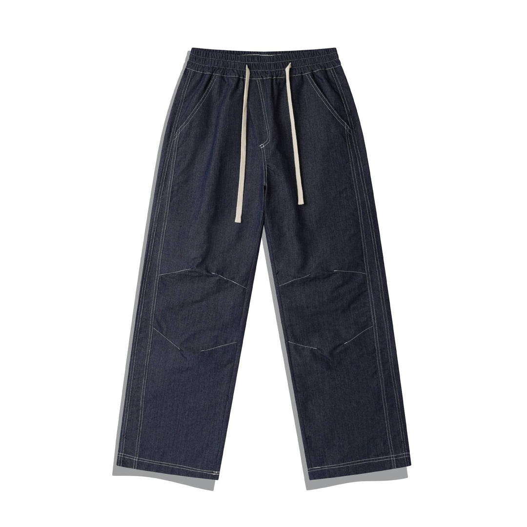 Damen Weite Denim-Cargo-Culotte mit elastischem Bund und Kontraststeppung Nord Taschen