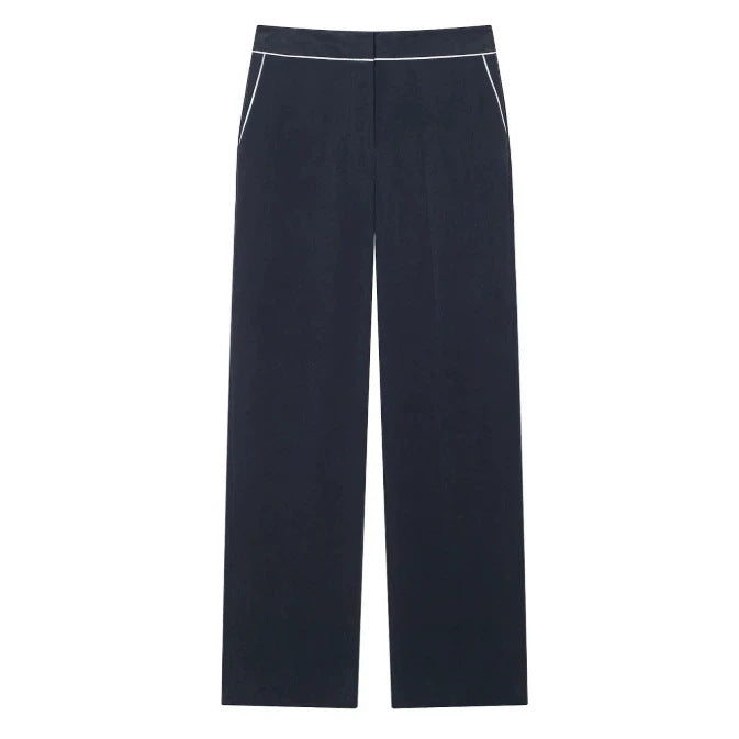 Damen Weite hochtaillierte Palazzo‑Hose mit Kontrastpaspel Nord Taschen
