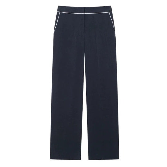 Damen Weite hochtaillierte Palazzo‑Hose mit Kontrastpaspel Nord Taschen