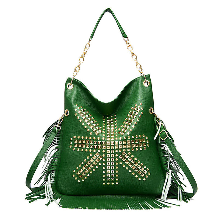 Damen stilvolle Handtasche mit Fransen und Nieten Nord Taschen