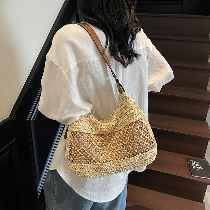 Damen Hobo-Tasche aus geflochtenem Naturmaterial mit einzigartiger Struktur Nord Taschen