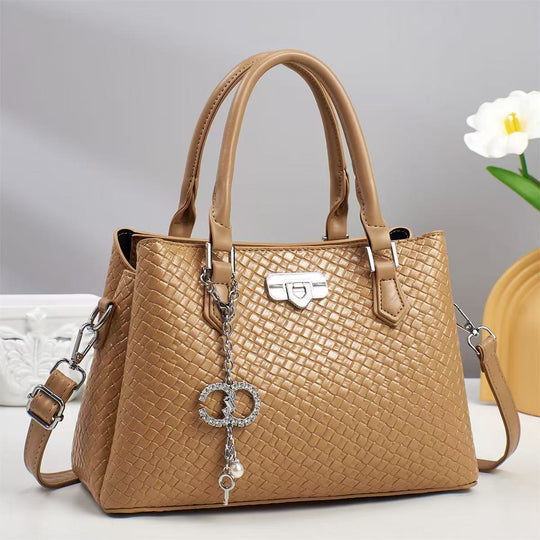 Damen elegante Handtasche mit geflochtenem Lederdesign und abnehmbarem Schulterriemen Nord Taschen