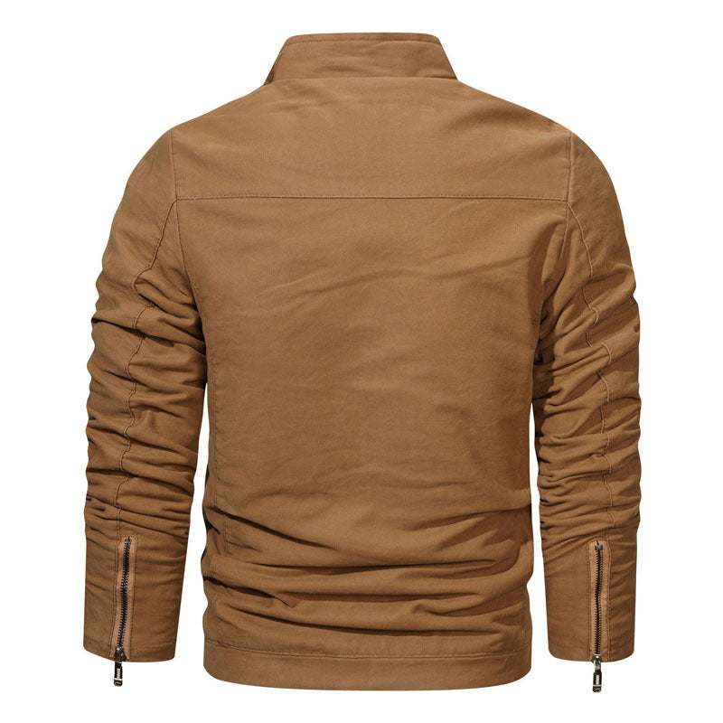 Herren Slim-Fit Canvas-Bomber mit Hochkragen, Schnallenakzent und verdeckter Reißverschlussleiste Nord Taschen