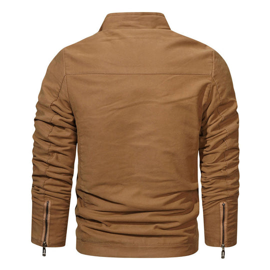 Herren Slim-Fit Canvas-Bomber mit Hochkragen, Schnallenakzent und verdeckter Reißverschlussleiste Nord Taschen